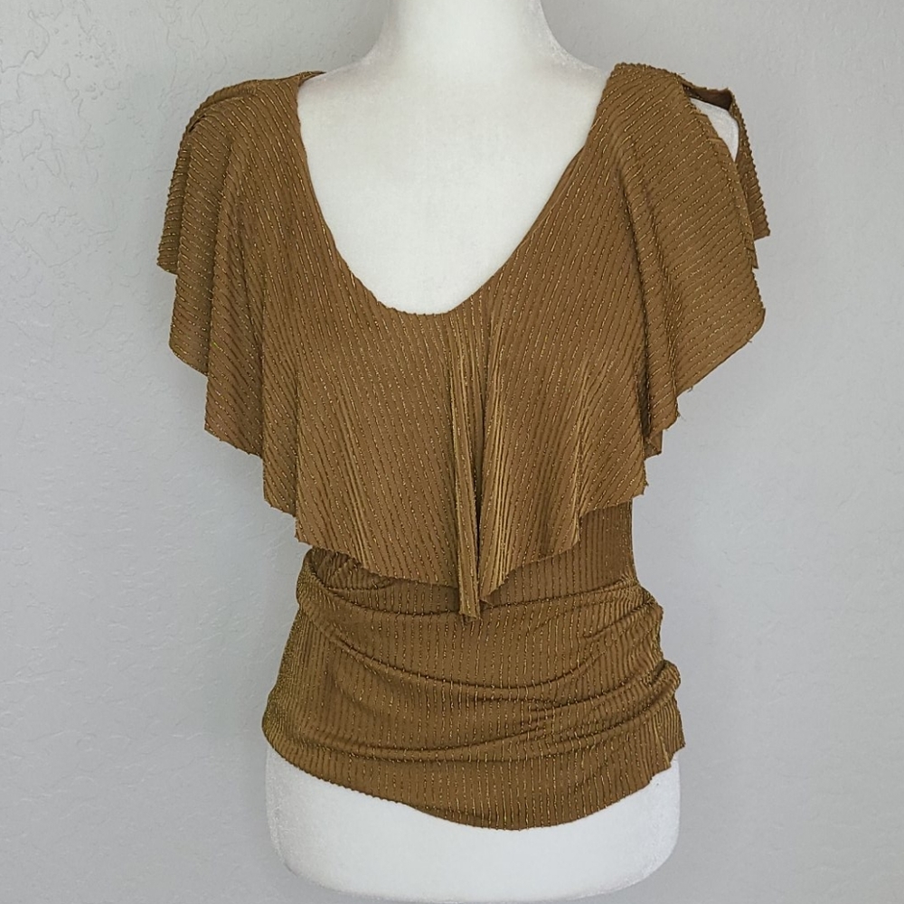 Adrianna Papell gold metallic top XS